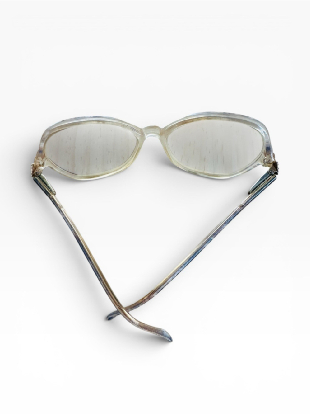 Vintage Sapphire Eyeglasses Frames Clear Lucite Blue Marbled 135mm Retro 70s 80s - Picture 4 of 4
